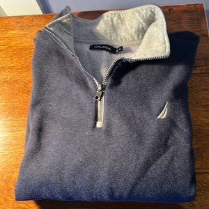 Nautica mens navy blue quarter zip sweatshirt with grey extra large